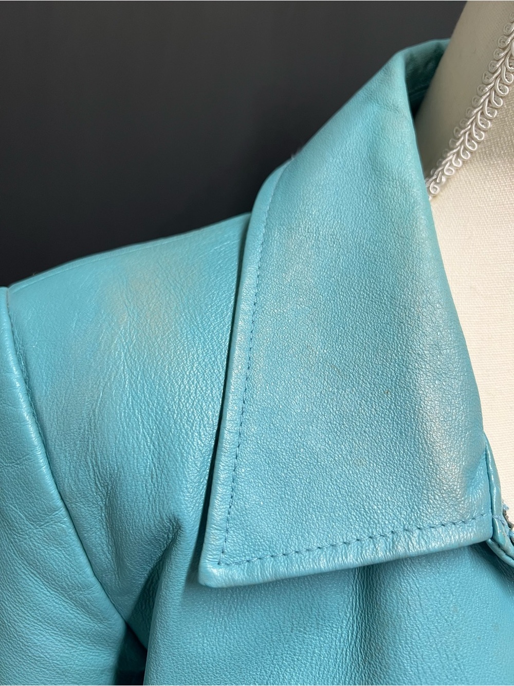 Newport News Y2K Turquoise Long Leather jacket - Picture 7 of 11